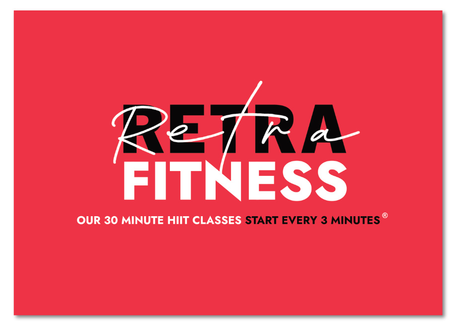 An example of Retra Fitness design with large logo