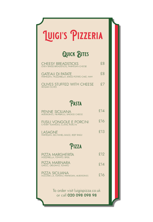 Luigi's Pizzeria menu